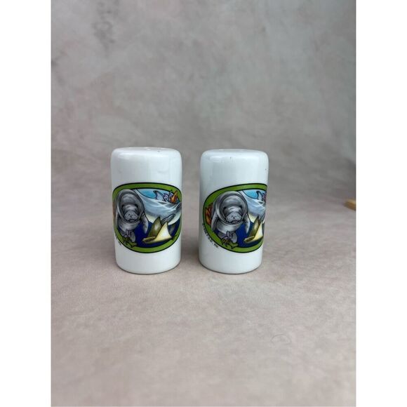 Vintage Manatee Sea Life Salt and Pepper Shakers - Picture 1 of 6
